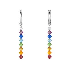 Rainbow Crystal Beads Hoop Earring Embellished with Austrian Crystals