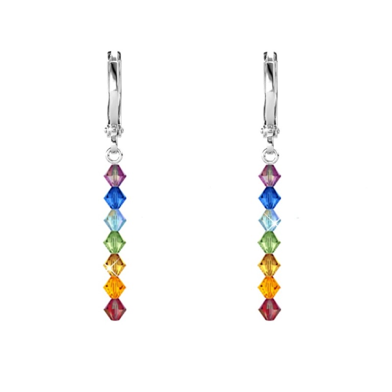 Rainbow Crystal Beads Hoop Earring Embellished with Austrian Crystals