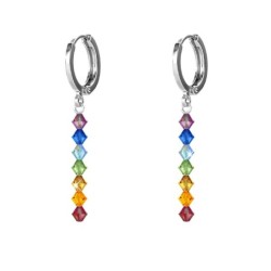 Rainbow Crystal Beads Hoop Earring Embellished with Austrian Crystals