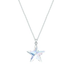 Star Crystal Aurora Borealis Pendant with Crystal Pearl Earrings Set Embellished with Premium Grade Austrian Crystal