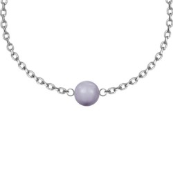 June Birthpearl Mauve Lavender Crystal Pearl Classic Premium Steel Bracelet Embellished with Austrian Crystals