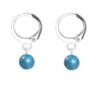 Premium Steel Hoop Natural Blue Amazonite Dainty Crystal Earrings