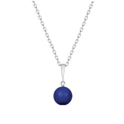 September Birthpearl Dark Lapis Crystal Pearl Simply Necklace Embellished with Premium Grade Austrian Crystal Pearl