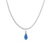 18k White Gold Plated Sapphire Crystal Teardrop Pendant Ball Chain Necklace Embellished with Austrian Crystal