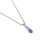 18k White Gold Plated Sapphire Crystal Teardrop Pendant Ball Chain Necklace Embellished with Austrian Crystal