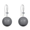 Limited Edition Glamorous 14mm Large Crystal Dark Grey Pearl Earrings Embellished with Austrian Crystals