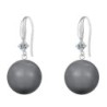 Limited Edition Glamorous 14mm Large Crystal Dark Grey Pearl Earrings Embellished with Austrian Crystals