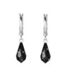 Jet Crystal Teardrop Hoop Earring Embellished with Austrian Crystals