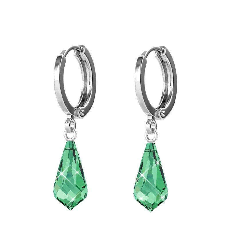 Peridot Crystal Teardrop Hoop Earring Embellished with Austrian Crystals