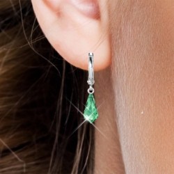 Peridot Crystal Teardrop Hoop Earring Embellished with Austrian Crystals