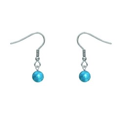 Premium Stainless Steel Natural Blue Amazonite Dainty Globe Classic Hook Hypoallergenic Earrings