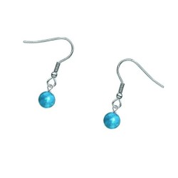 Premium Stainless Steel Natural Blue Amazonite Dainty Globe Classic Hook Hypoallergenic Earrings