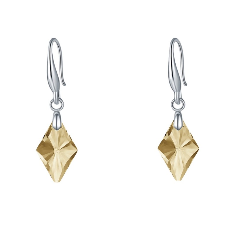 Golden Shadow Rhombus 18K White Gold Plated Plated Earring Embellished with Austrian Crystals