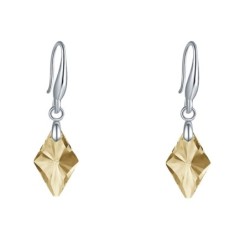 Golden Shadow Rhombus 18K White Gold Plated Plated Earring Embellished with Austrian Crystals