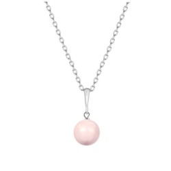 October Birthpearl Rosaline Pink Crystal Pearl Simply Necklace Embellished with Premium Grade Austrian Crystal Pearl