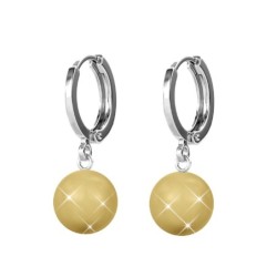 Golden 8mm Crystal Pearl 18K White Gold Plated Hoop Earrings Embellished with Austrian Crystal Pearls