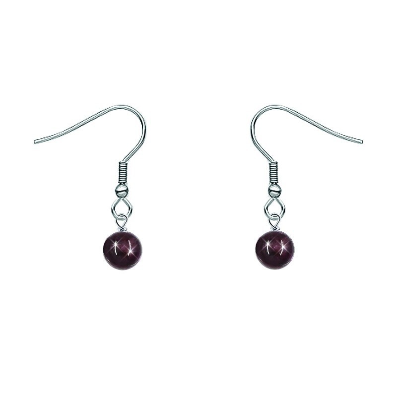 Premium Stainless Steel Natural Garnet Dainty Globe Classic Hook Hypoallergenic Earrings