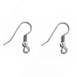 18k White Gold Plated Earring Fish Hook (Made In Japan)