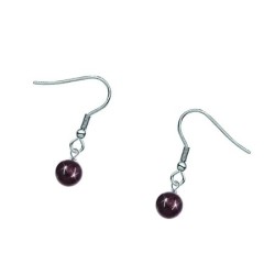 Premium Stainless Steel Natural Garnet Dainty Globe Classic Hook Hypoallergenic Earrings