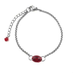 Exquisite Handcrafted Artisan Premium Stainless Steel Ruby Crystal Bracelet Embellished with Austrian Crystals