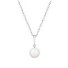 April Birthpearl Pearlescent White Crystal Pearl Simply Necklace Embellished with Austrian Crystals