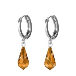 Topaz Crystal Teardrop Hoop Earring Embellished with Austrian Crystals