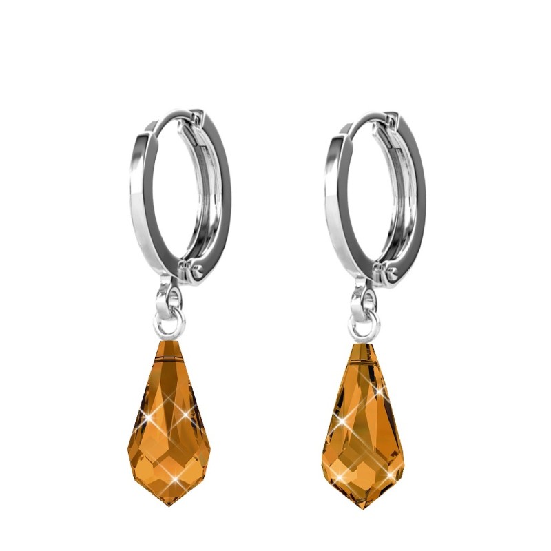 Topaz Crystal Teardrop Hoop Earring Embellished with Austrian Crystals