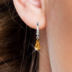 Topaz Crystal Teardrop Hoop Earring Embellished with Austrian Crystals