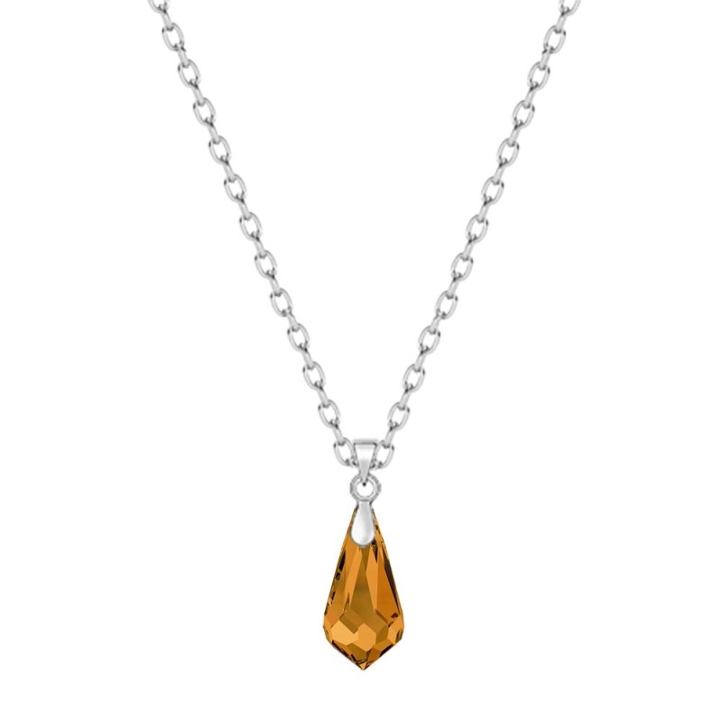 Topaz Crystal Teardrop Pendant Necklace Embellished with Premium Grade Austrian Crystal