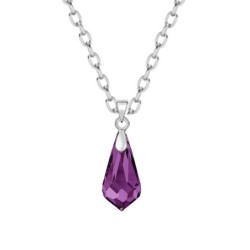 Amethyst Crystal Teardrop Pendant Necklace Embellished with Premium Grade Austrian Crystal