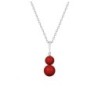 July Birthpearl Corel Red Crystal Pearl Snowman Necklace Embellished with Austrian Crystals