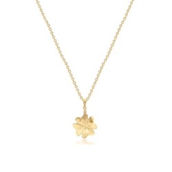 Golden Four-Leaf Clover Pendant Necklace Embellished with Austrian Crystals