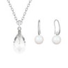 Crystal Clear Pear Shaped Pendant Necklace Jewellery Set Embellished with Premium Grade Austrian Crystals