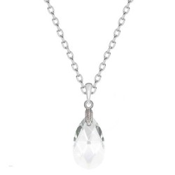 Crystal Clear Pear Shaped Pendant Necklace Jewellery Set Embellished with Premium Grade Austrian Crystals