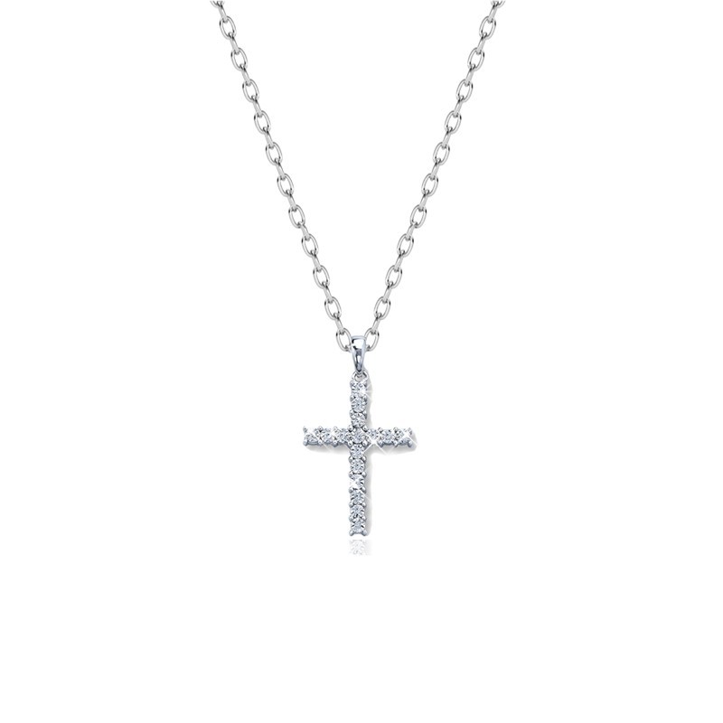 Beautiful Cross Pendant 925 Sterling Silver Necklace Embellished with Premium Grade Austrian Crystals