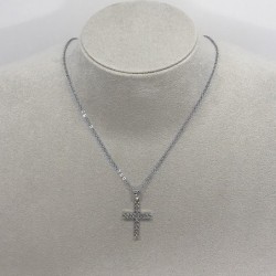 Beautiful Cross Pendant 925 Sterling Silver Necklace Embellished with Premium Grade Austrian Crystals