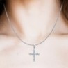 Beautiful Cross Pendant 925 Sterling Silver Necklace Embellished with Premium Grade Austrian Crystals