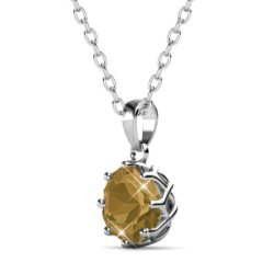 November Birthstone Topaz 925 Sterling Silver Pendant Necklace Embellished with Austrian Crystal