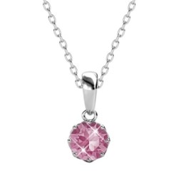 October Birthstone Rose 925 Sterling Silver Pendant Necklace Embellished with Austrian Crystals