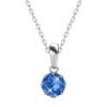 September Birthstone Sapphire 925 Sterling Silver Pendant Necklace Embellished with Austrian Crystals