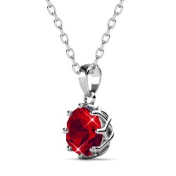 July Birthstone Light Siam 925 Sterling Silver Pendant Necklace Embellished with Premium Grade Austrian Crystal