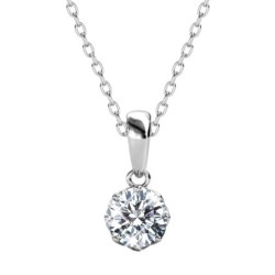 April Birthstone Crystal Clear 925 Sterling Silver Pendant Necklace Embellished with Austrian Crystals