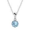 March Birthstone Aquamarine 925 Sterling Silver Pendant Necklace Embellished with Austrian Crystal