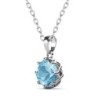 March Birthstone Aquamarine 925 Sterling Silver Pendant Necklace Embellished with Austrian Crystals