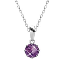 February Birthstone Amethyst 925 Sterling Silver Pendant Necklace Embellished with Austrian Crystal