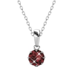 January Birthstone Siam Red 925 Sterling Silver Pendant Necklace Embellished with Austrian Crystals