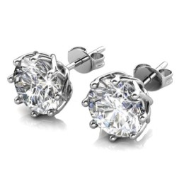 April Birthstone Crystal Clear 925 Sterling Silver Earring Embellished with Austrian Crystals