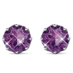 February Birthstone Amethyst 925 Sterling Silver Earring Embellished with Austrian Crystals