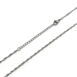 Premium Stainless Steel Silver Water Wave Chain Necklace with extension