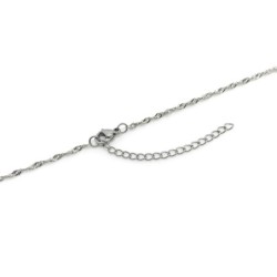 Premium Stainless Steel Silver Water Wave Chain Necklace with extension